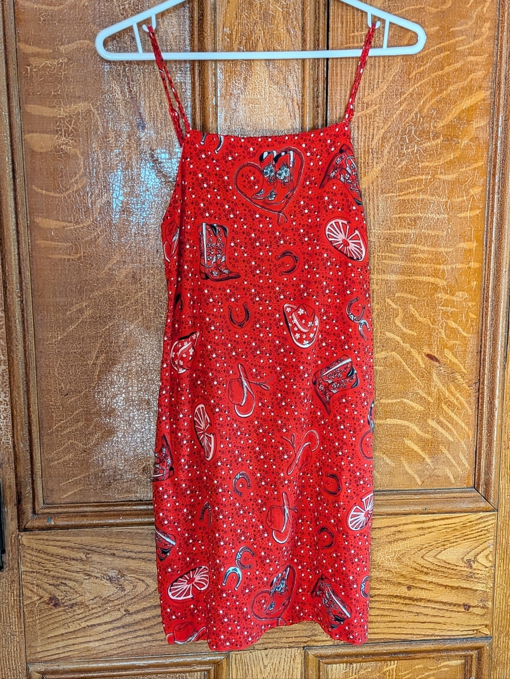 Monteau Red Western Print Cami Mini Dress